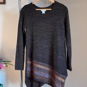 Soft Surroundings Brown Tunic Asymmetrical Sweater Petite XS Boho